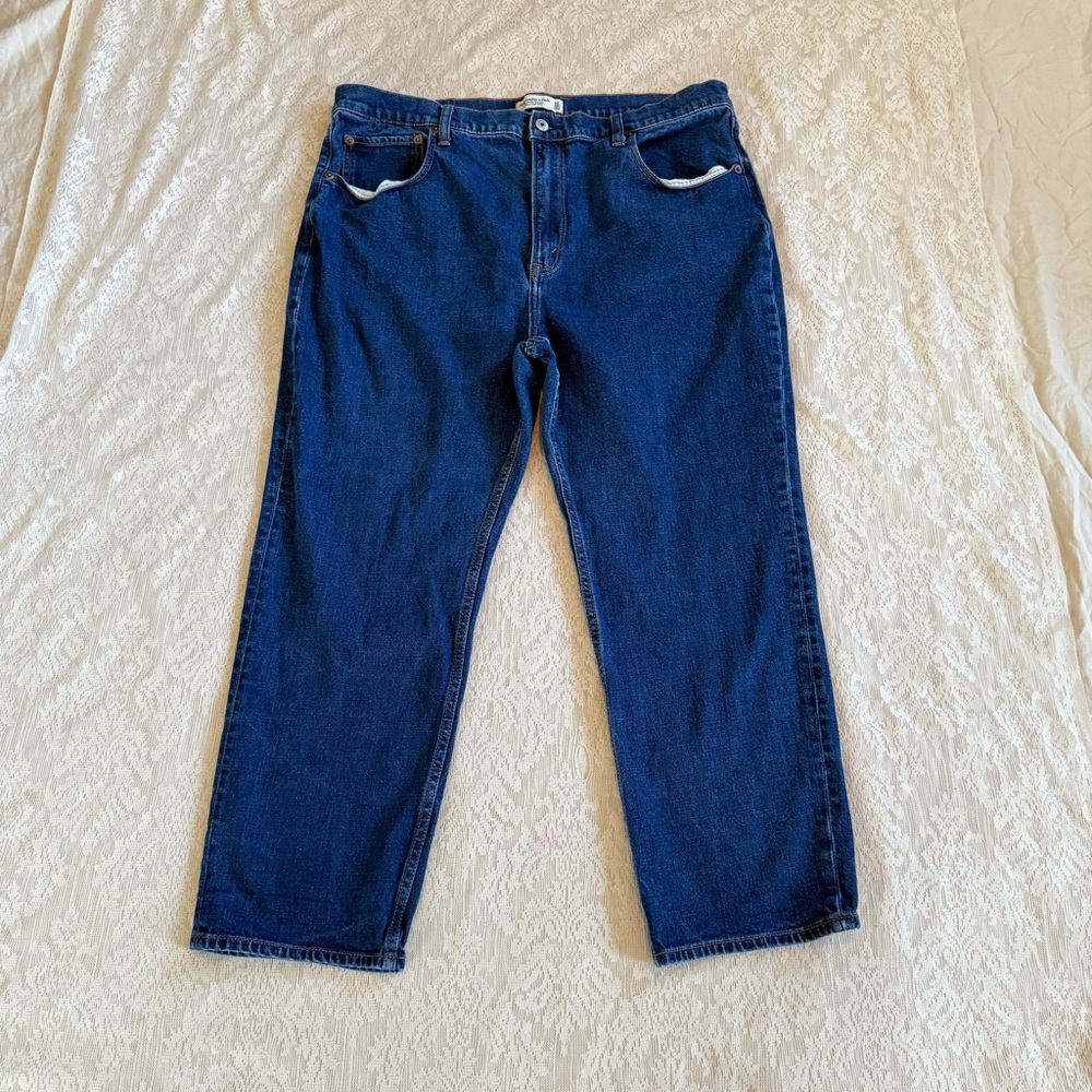 Abercrombie & Fitch Ankle Straight ultra high rise dark wash denim jeans - Picture 2 of 8
